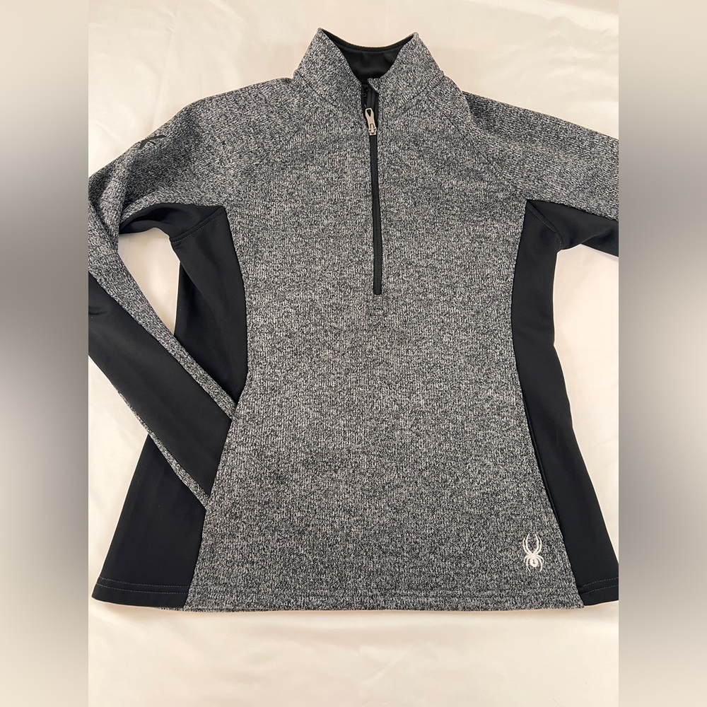Spyder Women's‎ Heathered Gray and Black Pullover Half Zip Size Medium Outdoor
